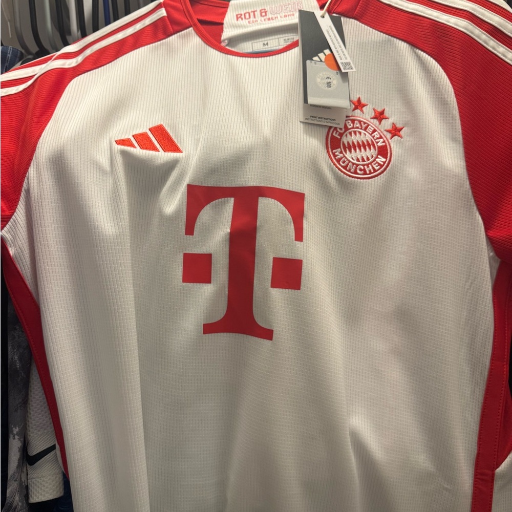 adidas Red and White Bayern Munich Jersey